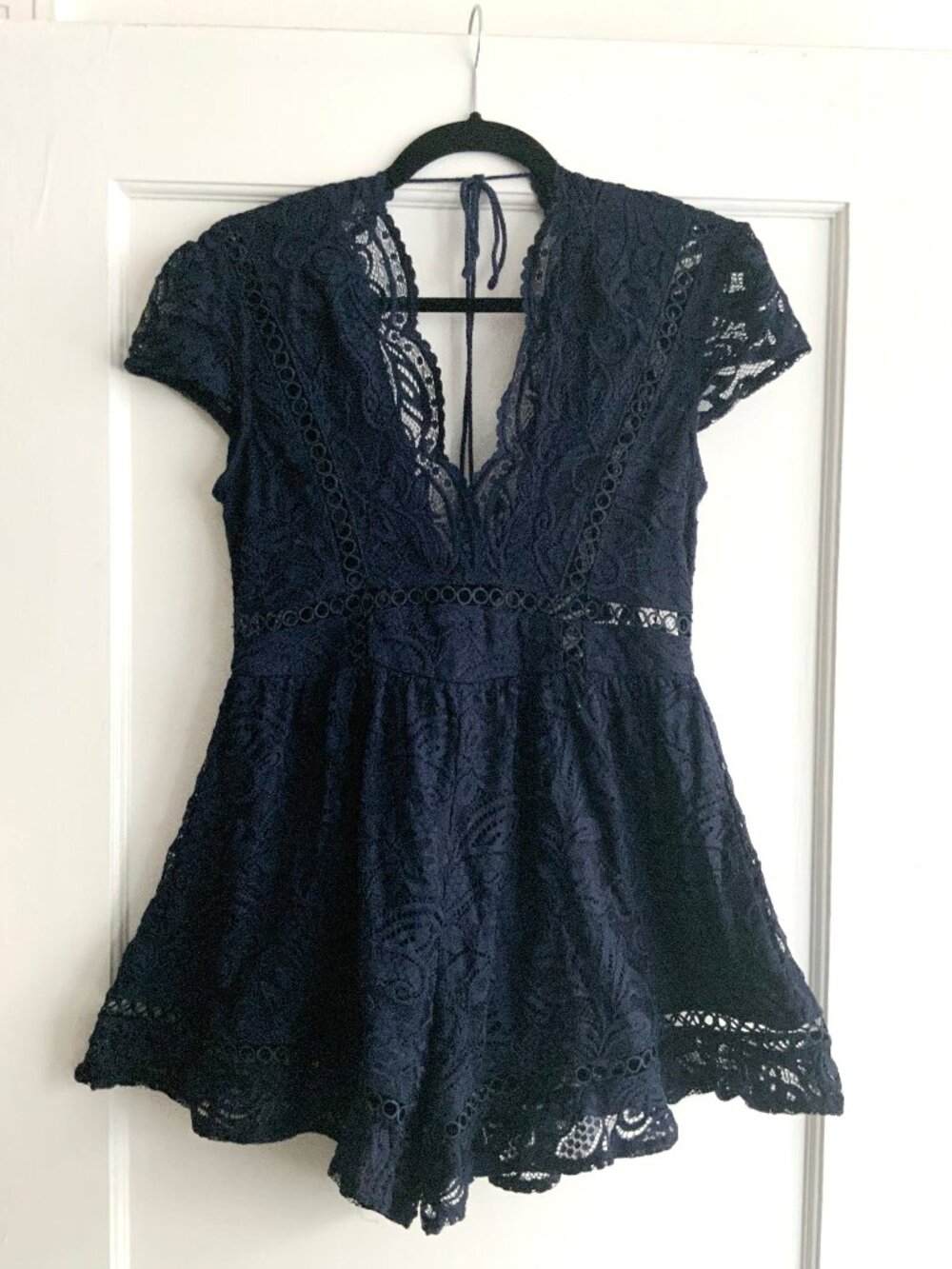 Navy Blue Lace Romper